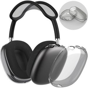 MY PROTECT - Siliconen Transparant Cover Case geschikt voor Airpods Max - Transparant/Zwart