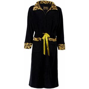 Medaillon Dames Badjas - Coral Fleece - Zwart - Maat XL