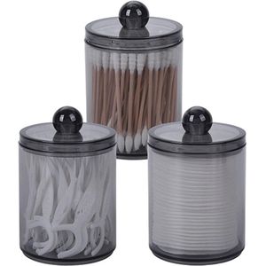 Make-up wattenschijfjes dispenser - Transparante opbergdoos met deksel - Opbergpot dispenser - Set van 3 - Voor wattenschijfjes, wattenstaafjes, kleine accessoires badkamer - Badkamer organizer