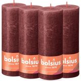 Bolsius - Rustieke Kaars - 4 Stuks - Rood - 19cm