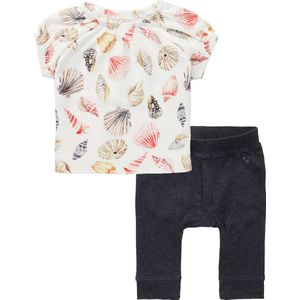 Noppies - kledingset - 2delig - broek Seaton Charcoal - shirt Madera snow white - Maat 80