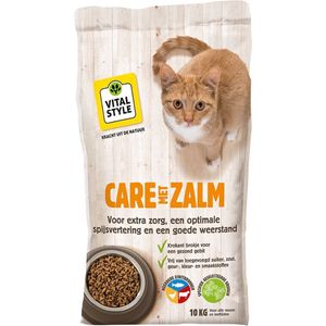 VITALstyle Care Met Zalm - Kattenbrokken - Gevarieerde Voeding Voor Een Levenslustige Kat - Met o.a. Peterselie & Rozemarijn - 10 kg