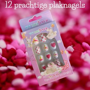 Plaknagels | Valse Nagels voor Kinderen | Geen Lijm Nodig | Plakstrip | Zoete Hartjes