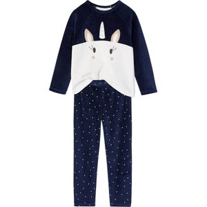 Vertbaudet - Fluwelen Meisjespyjama - Eenhoorn - Zacht - Lange Mouwen
