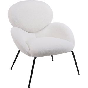 Merax Teddy Velvet Stoel Set van 2 - Zacht Gestoffeerde Fauteuil met Armleuningen en Metalen Poten - Moderne Vrijetijdsstoel voor Woonkamer of Slaapkamer Make-up Stoelen - Wit