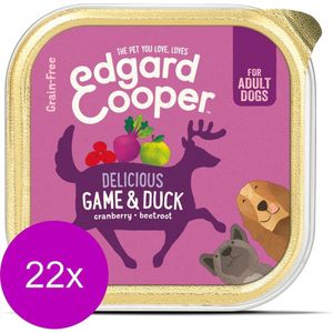 Edgard & Cooper Wild & Eend Kuipje - Voor volwassen honden - Hondenvoer - 22 x 150g