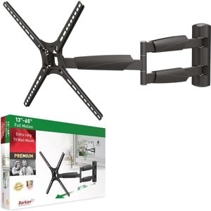 tv-muurbeugel, 13-65 inch Full Motion Articulating - 4 bewegingen platte/gebogen schermbeugel, geschikt voor maximaal 36,2 kg, extreem uitschuifbaar, geschikt voor LED OLED LCD