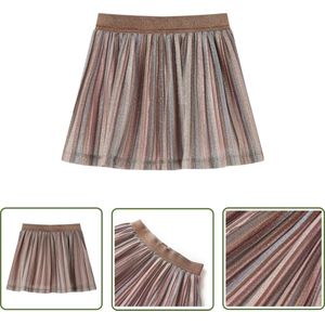 Kinderrokje geplooid met glitters - Maat 116 - Bruin/Roze Kinderrok - Meisjesrok - Kindermode - Kinderkleding - Jurkjes