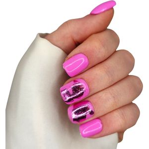 SD Press on Nails - B248 - Plaknagels met nagellijm - Kort Recht Square Kunstnagels - Roze Flakes - Set 20 Kunstnagels handgemaakt van gellak - Nail Art - Beauty - Manicure - Nails at home - Nageltips - Nepnagels - Accessoires voor haar