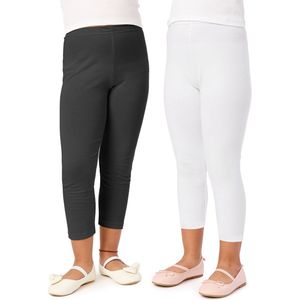 Merry Style Meisjes 2Pack Leggings - Sport - Vrijetijdsbroek – ¾ Lang - Viscose - Sporbroek - Yogabroek – Zwart / Wit(2Pack) – 110 - MS-MS10-131-LE-2P