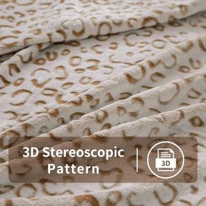 Flanel fleece dekens, extra zachte donzige dekens, lichtgewicht, gezellige microvezel bankdeken/bankdeken voor volwassenen, 130x150cm, bruin luipaard