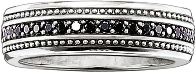 Thomas Sabo - Unisex Ring - Zilver - Zirconia - Zwarte Edelsteen
