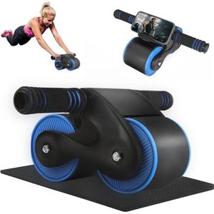 Fitness Abbuikroller met Telefoonhouder en Terugtrekveer - Buikspiertrainer voor Thuis - Inclusief Populaire Zoekwoorden zoals ""Fitnessapparatuur"" ab wheel