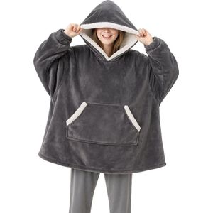 Oversized Deken Hoodie Grijs – Extra Warm met Capuchon & Grote Zak – Unisex Loungewear