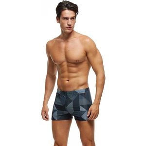 Elastische heren zwemshort - met Penis Pad - Zwembroek man - Kort en strak - Zwart en Grijs