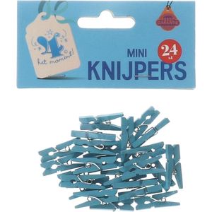 Babyshower mini knijpertjes | Blauw | Wasknijpers | 20 stuks | Gender reveal | Kaarten ophangen | Geboorte jongen / zoon