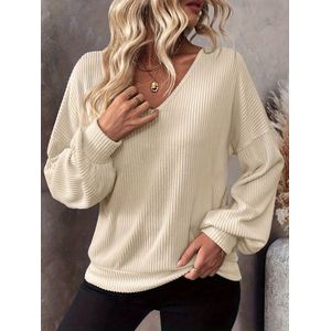 Dames V-hals oversized truien off-shoulder lange mouw pullover trui losse pasvorm