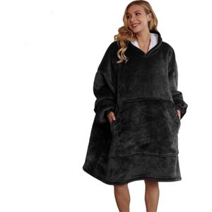 Happyment® Oversized hoodie deluxe - Zwart - Hoodie deken mouwen - blanket - Dames - Heren - Kerstcadeau vriendin