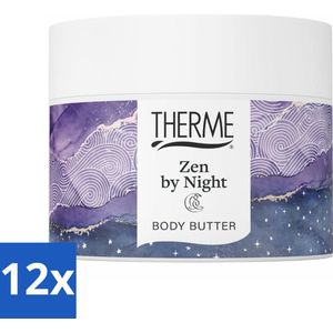 12 x Therme - Zen by Night - Bodybutter - Hydraterend - Verzorgend - 225gr - Nachtcreme - Bodybutter - Hydraterende Crème - Ontspannende Geur - Lavendel