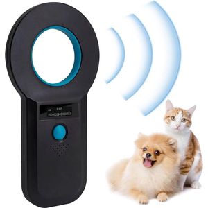 Huishoudelijke Draagbare Pet Microchip Scanner - RFID Chiplezer met OLED-scherm - Thuisidentificatiechip 134.2KHz - ISO11784/85/FDX-B/EMID-lezers (zwart)