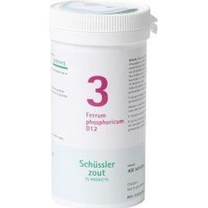 Schussler zout pfluger Nr 3 Ferrum Phosphoricum D12 400 Tabletten Glutenvrij