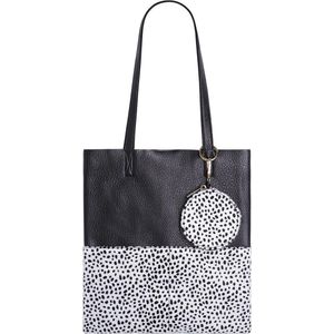 Yehwang - Shopaway shopper - schouder tas - zwart - dierenprint - 30x35cm