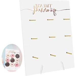Donut muur houten displaystandaard voor 9 donuts - herbruikbaar en rustiek- Ideaal voor Kerstmis, bruiloften, verjaardagen en familiefeesten- Stabiele tafeldecoratie, voorkomt omvallen