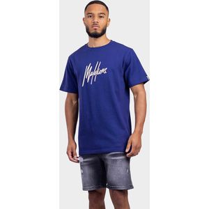 Malelions Essentials T-Shirt Heren Donkerblauw/Beige - Maat: XXL