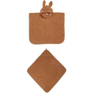 Jollein Badstof Set - Badcape & Badponcho - Caramel - Geschikt van 0-4 jaar