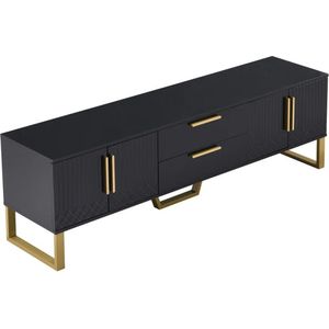 Brondeals® - TV meubel - TV kast - hoogglans zwart - gouden handgrepen - 170x40x53,5 cm - luxe design - hoge kwaliteit