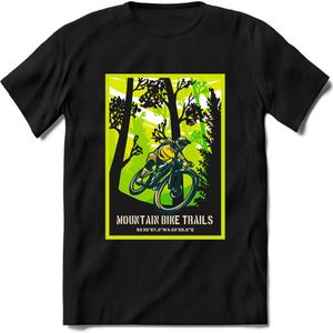 Mountainbike Trails | TSK Studio Mountainbike kleding Sport T-Shirt | Limegroen | Heren / Dames | Perfect MTB Verjaardag Cadeau Shirt Maat XL