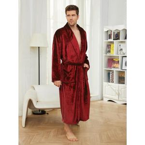 Heren fleece badjas pluche zachte warme ochtendjas badjassen voor heren nachtkleding huisjas saunajas