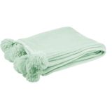 J-Line Plaid Pompom - Fleece Deken - Polyester - Licht Groen - 170 X 130 cm - Woonaccessoires