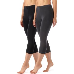 Merry Style MS-MS10-144-LE-2Pack Dames 3/4 Leggings 2Pack - Sport - Vrijetijdsbroek - Capri - Viscose - Sporbroek - Yogabroek - Zwart/Grafiet - XXL