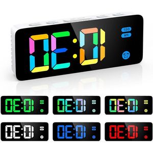 Digitale wekker met led-regenboog scherm voor kinderslaapkamers - 4 helderheids- en 3 volumeniveau‘s - sluimerstand (inclusief 15 m USB-kabel)