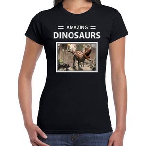 Dieren foto t-shirt Carnotaurus dino - zwart - dames - amazing dinosaurs - cadeau shirt Carnotaurus dinosaurus liefhebber XL
