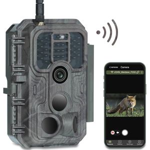 Wildcamera met wifi, 48 MP, 1296P video, nachtzicht tot 30m, snelle bewegingsdetectie