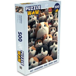 Puzzel Kat - Huisdieren - Poes - Bruin - Grijs - Kinderen - Legpuzzel - Puzzel 500 stukjes