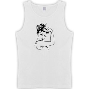 Witte Tanktop met “  Girl Power "" print size M