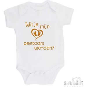100% katoenen Romper ""Wil je mijn peetoom worden?"" Unisex Katoen Wit/tan Maat 62/68