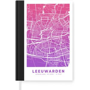 Notitieboek - Schrijfboek - Stadskaart - Leeuwarden - Paars - Roze - Notitieboekje klein - A5 formaat - Schrijfblok - Plattegrond