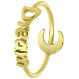Lucardi Meisjes Kinder ring met plating - Letter - Cadeau - Echt Zilver - Goudkleurig