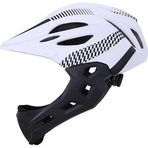 Pro-Care Mountainbike helm, Met LED achterlicht, Verstelbare kinderhelm en extra afhaalbare gezichtsbescherming, 52-56 cm, WhiteStripe-Hammer, 3 tot 14 jaar