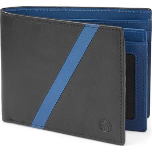 Lucleon Lind zwart en blauwe leren RFID portemonnee voor heren