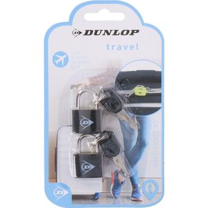 Dunlop Bagagesloten voor reistassen en koffers - 2x stuks - zwart - hangslotjes met sleutel- Handbagage