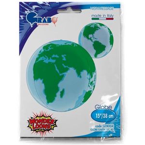 Ballon Globe Aarde 4D , 15″  Afmeting: 38×38×38 cm / Promoballons Import