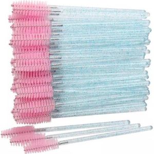 Akyol - Wimper Borstel - Roze| 25 Stuks | herbruikbare borstels -wenkbrauwborstel roze-wenkbrauw borstel- wimperborstel roze-herbruikbare wenkbrauw borstel