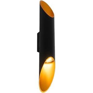 QAZQA organo - Moderne Wandlamp Up Down voor binnen - 2 lichts - D 6.3 cm - Zwart Goud - Woonkamer | Slaapkamer | Keuken