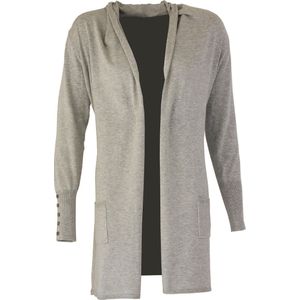 MOOI! Company - Dames vest Loret - Half lang los vallend - Fijn gebreid - Kleur l.Grey melange - S