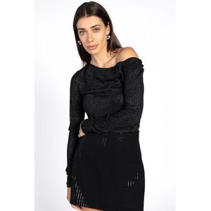 Lumia - Haltertop - Zwart - Glanzende Lurexmix - Aansluitende Pasvorm